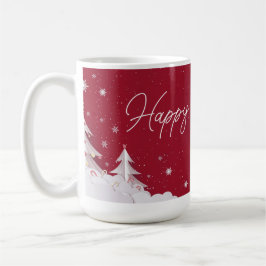 Taza De Café Happy Holidays – Festive Winter Ruby Red Mug