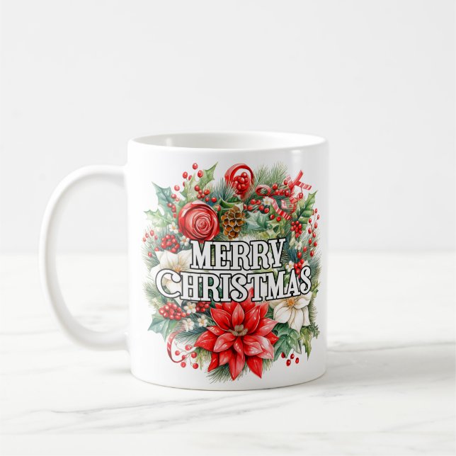 Taza De Café Happy Holidays | Merry Christmas (Izquierda)