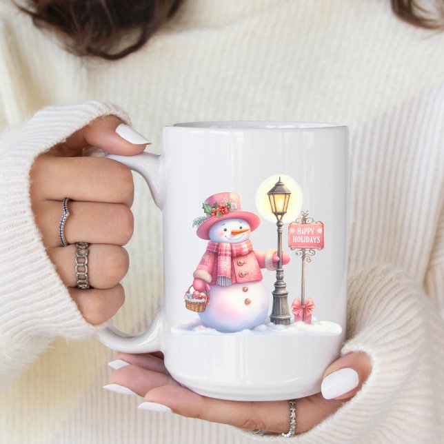 Taza De Café Happy Holidays Snowman Coffee Mug (Personalize this cute Happy Holiday Coffee Mug. )