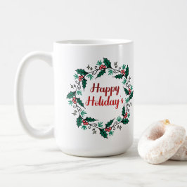 Taza De Café Happy Holiday's Wreath Mug