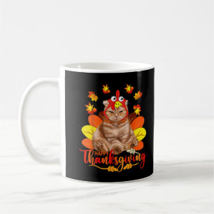 Taza De Café Happy Katsgiving Thanksgiving Cats Turkey Pilgrim 