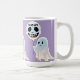 Taza De Café Happy Kawaii Ghost with Skull Balloon