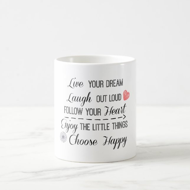 Taza De Café Happy Life Rules Cita Afirmaciones (Centro)