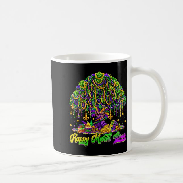 Taza De Café Happy Mardi Gras Tree Beads Mask Carnival New Orle (Derecha)