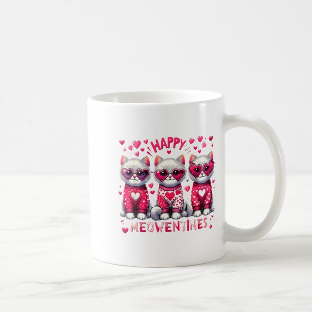 Taza De Café Happy Meowentines Cute Valentine Cats Love Cat Mem (Derecha)