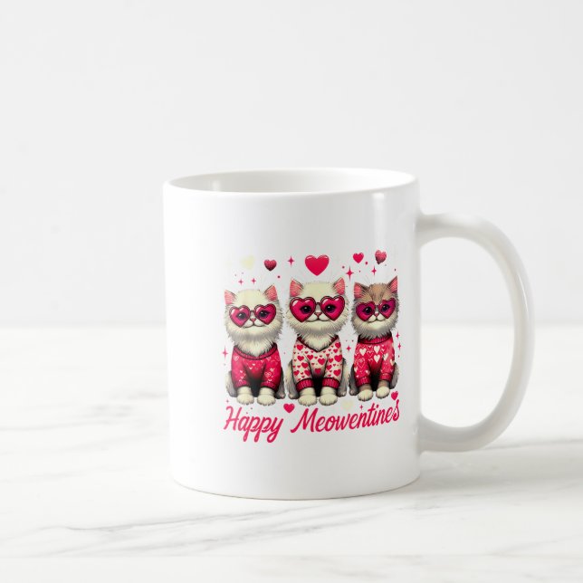 Taza De Café Happy Meowentines Cute Valentine Cats Love Funny C (Derecha)