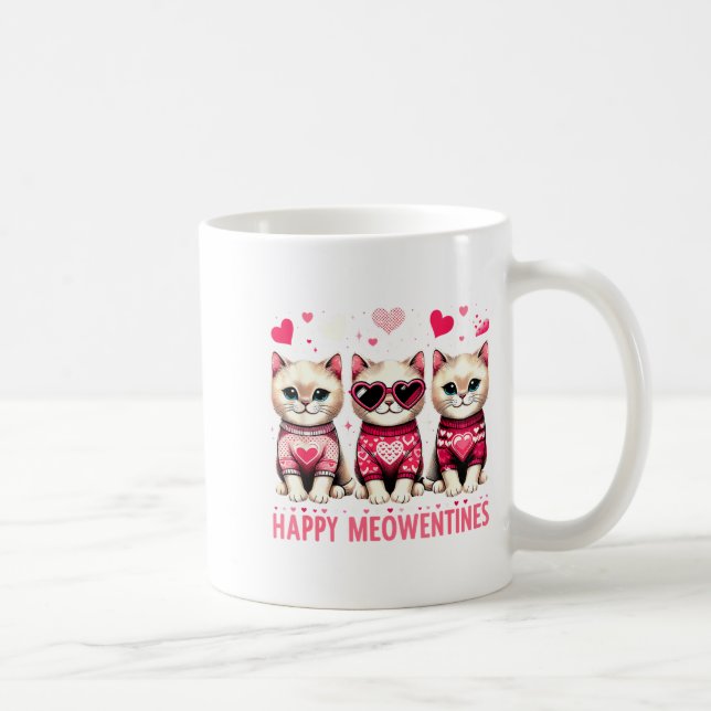 Taza De Café Happy Meowentines Cute Valentine Cats Love Funny M (Derecha)