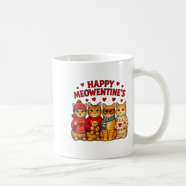Taza De Café Happy Meowentines Cute Valentine Cats Love Men Wom (Derecha)