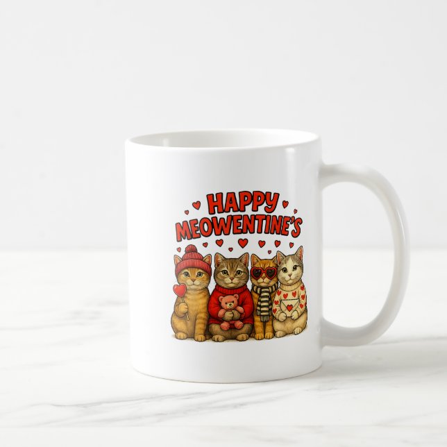 Taza De Café Happy Meowentines Cute Valentine Cats Love Women M (Derecha)