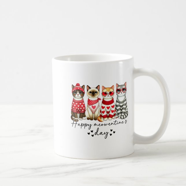 Taza De Café Happy Meowentine's Day Cute Valentines Funny Cat S (Derecha)