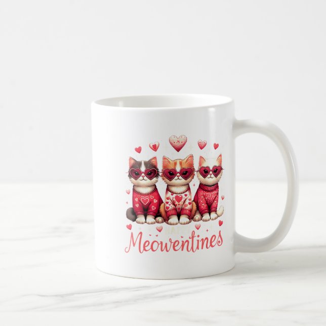 Taza De Café Happy Meowentines Funny Cute Valentine Cats Love C (Derecha)