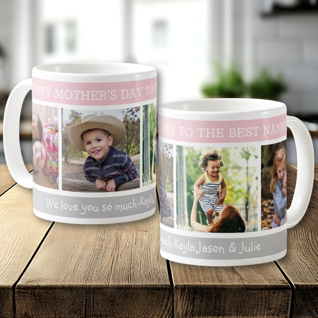 Taza De Café Happy Mother's Day Best Nanny 4 Photo Collage (Subido por el creador)