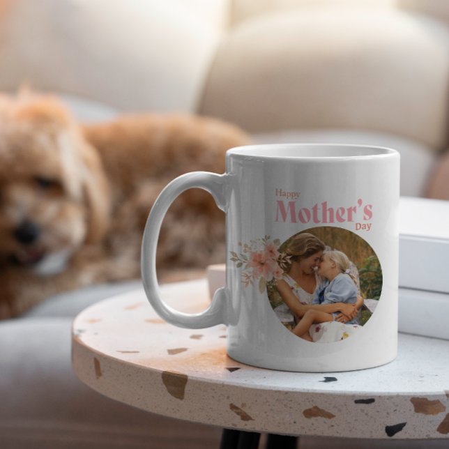 Taza De Café Happy Mothers Day Floral Personalizado Photo & Tex (Subido por el creador)