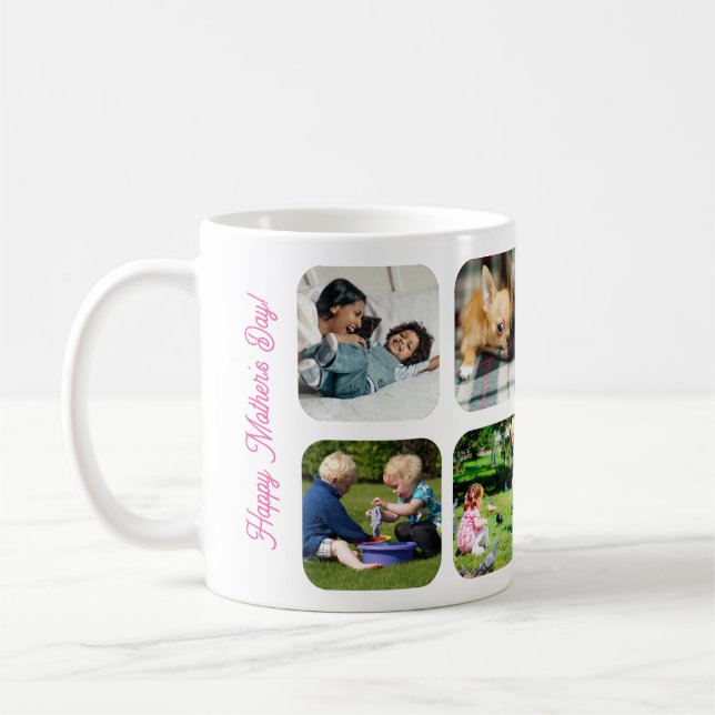 Taza De Café Happy Mothers Day love you mom photo pink white (Izquierda)