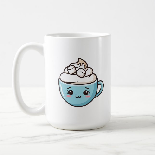 Taza De Café "Happy Mug" Cute Chibi Drink Pegatina/Pin (Izquierda)