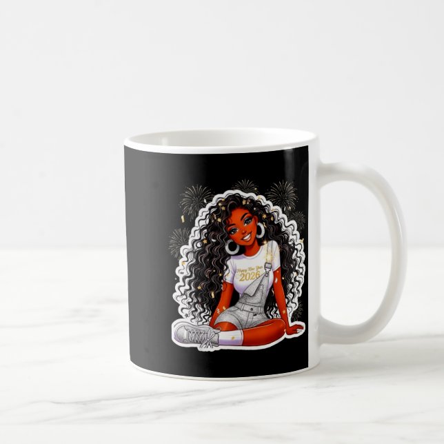Taza De Café Happy New Year 2026 Black Girl Magic Melanin  (Derecha)