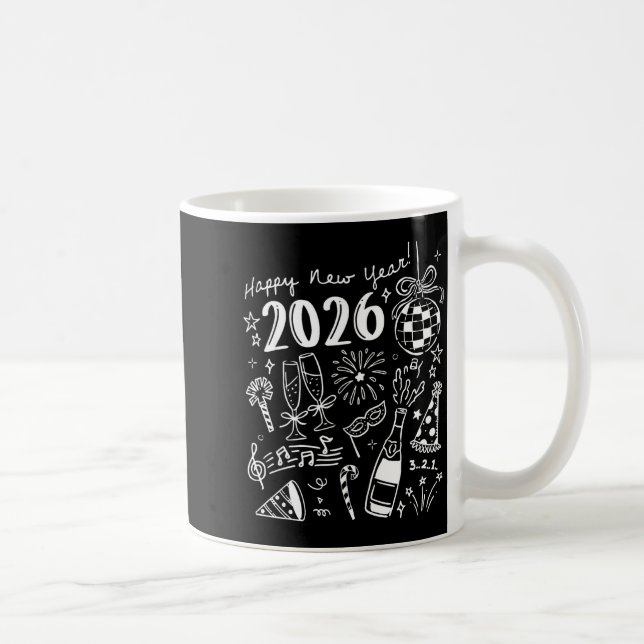 Taza De Café Happy New Year 2026 Bow Funny  (Derecha)
