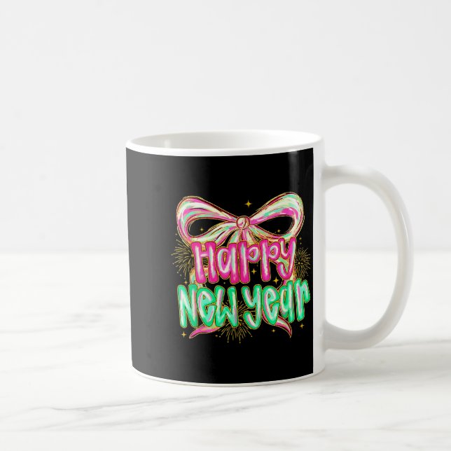 Taza De Café Happy New Year 2026 Brushstroke Coquette Firework  (Derecha)