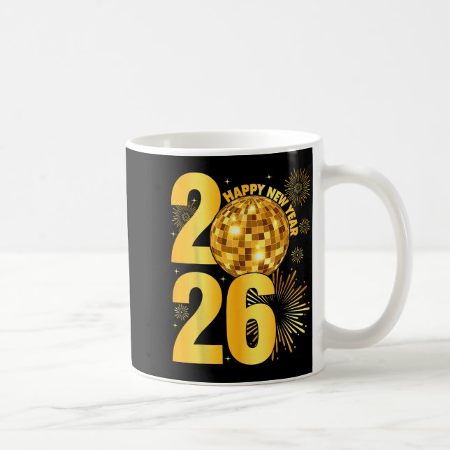 Taza De Café Happy New Year 2026 Coquette Bow Disco Ball New Ye (Derecha)