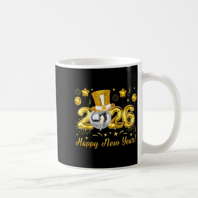 Taza De Café Happy New Year 2026 Countdown Party Balloons Firew (Derecha)