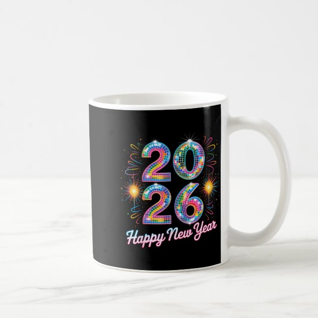 Taza De Café Happy New Year 2026 Disco Ball Retro Family Matchi (Derecha)