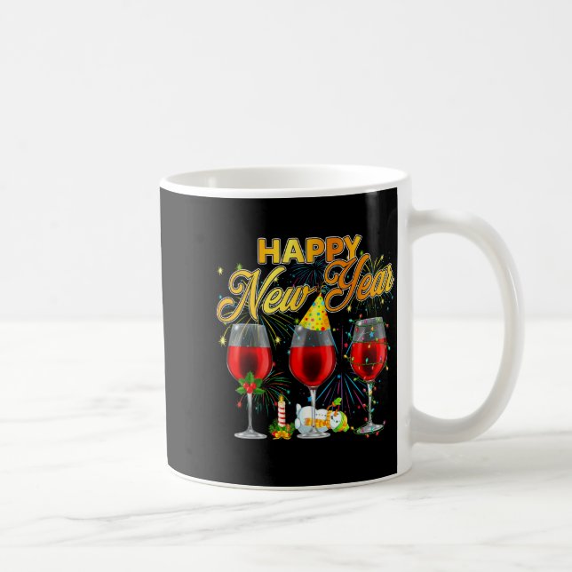 Taza De Café Happy New Year 2026 Gles Of Wine Fireworks New Yea (Derecha)