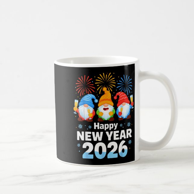 Taza De Café Happy New Year 2026 Gnome With Fireworks And Champ (Derecha)