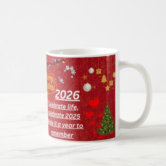 Taza De Café “Happy New Year 2026 Mug – Celebrate with Sparkle  (Derecha)