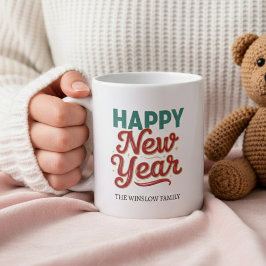 Taza De Café Happy New Year Mug Personalized Family Name custom