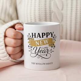 Taza De Café Happy New Year Mug Personalized Family Name custom