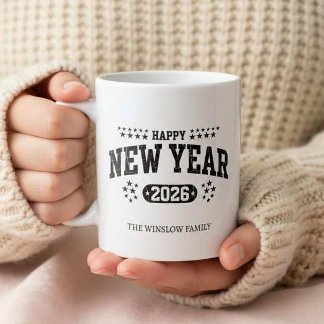 Taza De Café Happy New Year Mug Personalized Family Name custom (Subido por el creador)