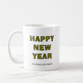 Taza De Café Happy New Year Mug Personalized Family Name custom