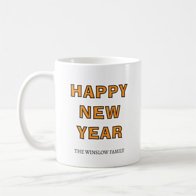 Taza De Café Happy New Year Mug Personalized Family Name custom (Izquierda)
