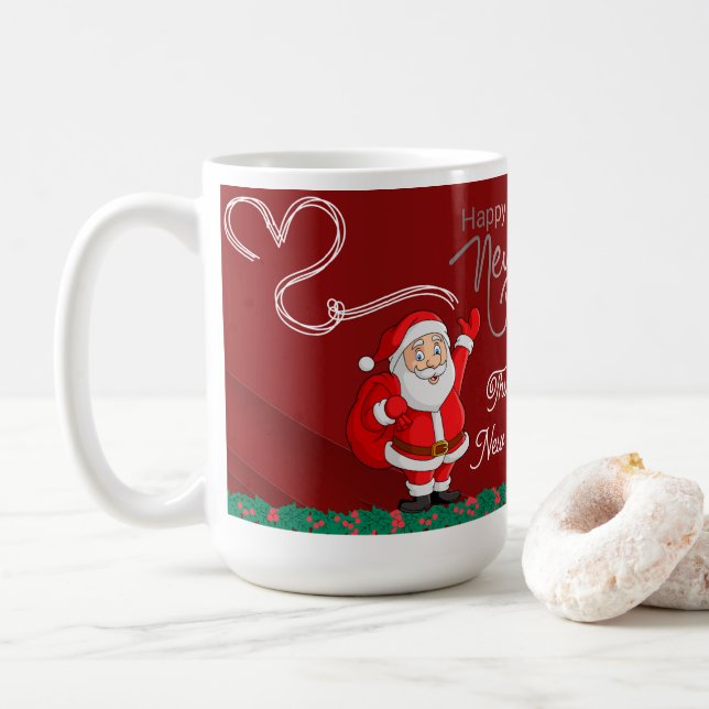 Taza De Café Happy New Year Mug – Premium Celebration Design (Con donut)