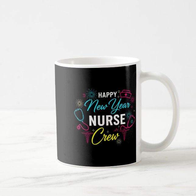 Taza De Café Happy New Year Nurse Shirt, Fireworks Stethoscope  (Derecha)