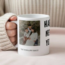 Taza De Café Happy New Year  Personalized Family Name Photo  