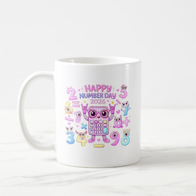 Taza De Café Happy Number Day 2026 Cute Calculator Design (Izquierda)