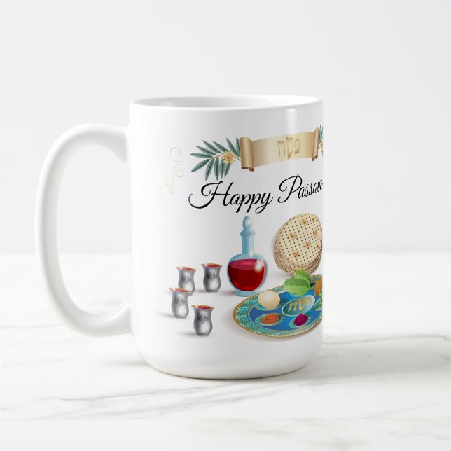 Taza De Café Happy Passover Spring Pesach Seder (Izquierda)