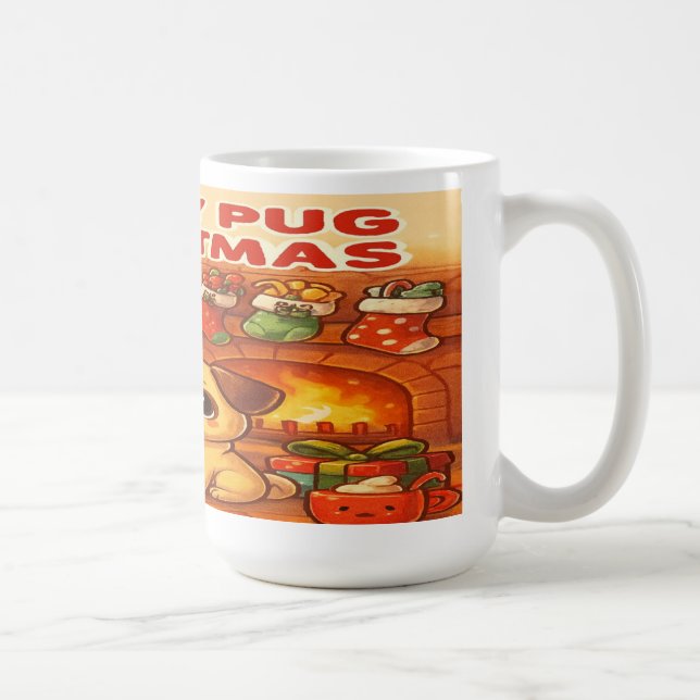 Taza De Café Happy Pug Christmas – Kawaii Holiday Mug  (Derecha)