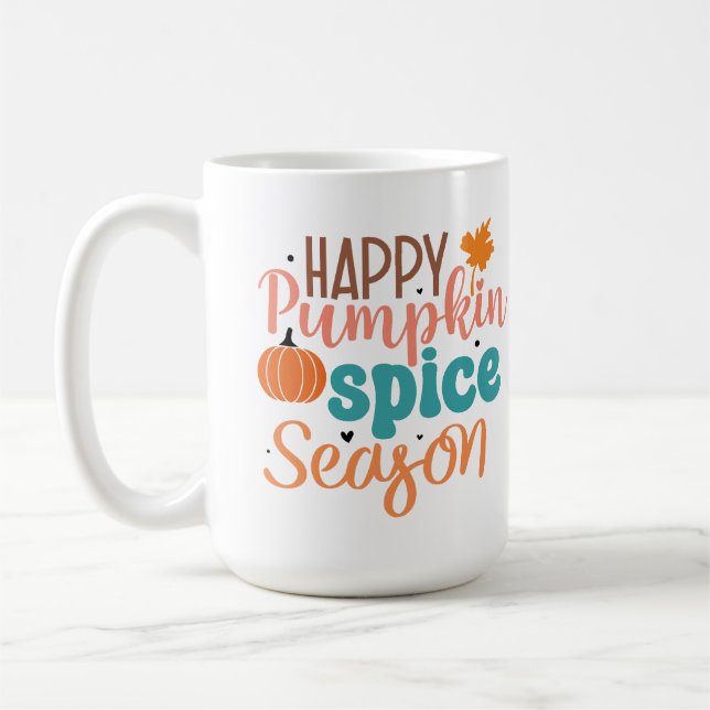 Taza De Café Happy Pumpkin Spason Season Fall Typography (Izquierda)