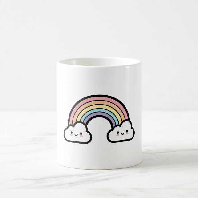 Taza De Café Happy Rainbow – Cute Kawaii Illustration (Centro)