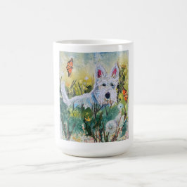 Taza De Café Happy Scottie in a Field