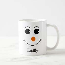 Taza De Café Happy Snowman Face Personalizado Nombre Coffee Mug