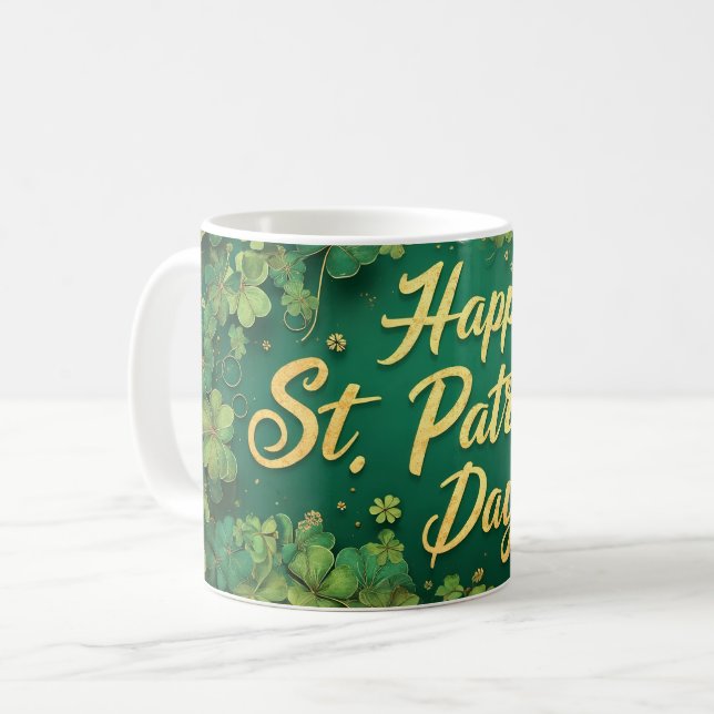 Taza De Café Happy St. Patrick’s Day Clover Design (Anverso izquierdo)