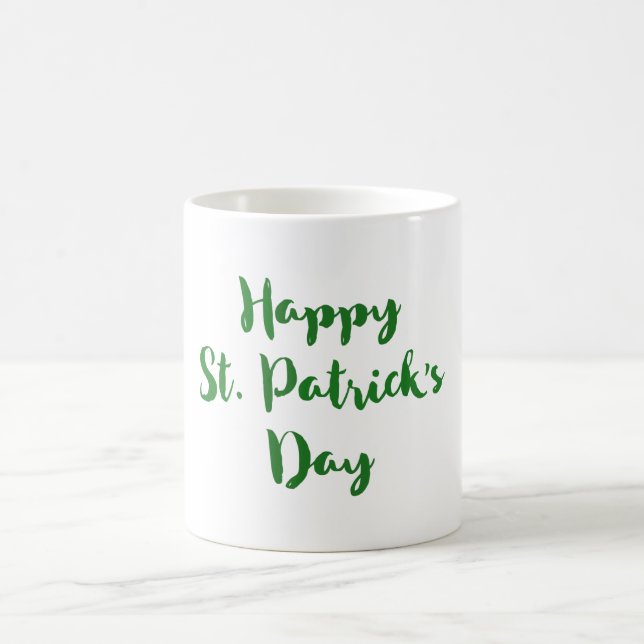 Taza De Café Happy St. Patrick's Day Trendy Font Typography (Centro)