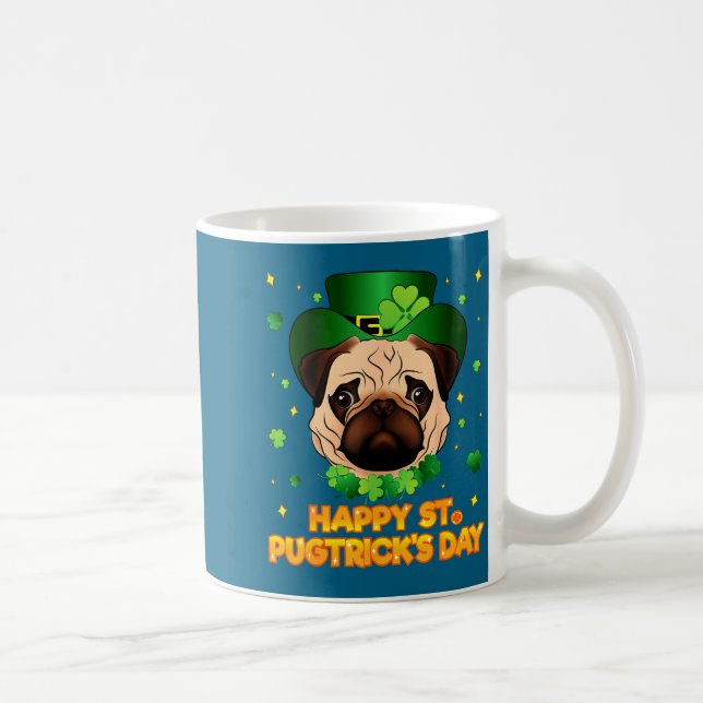 Taza De Café Happy St Patricks Pugtricks Day Irish Pug Leprecha (Derecha)