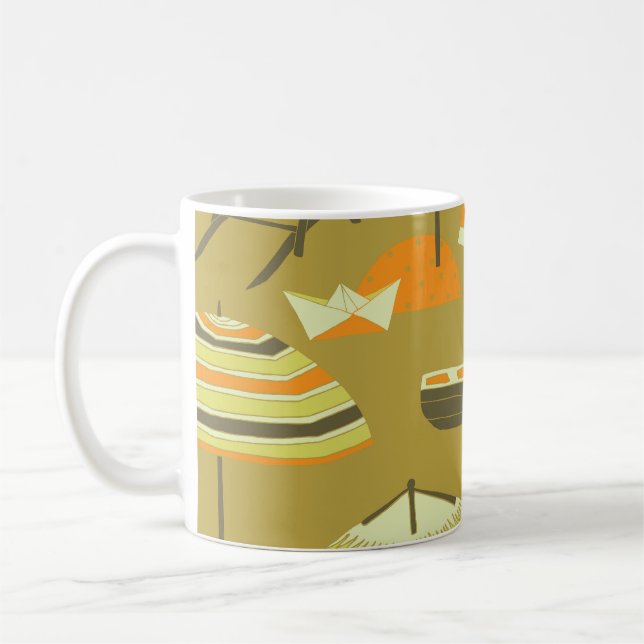 Taza De Café Happy Summertime Fun Seless Pattern (Izquierda)