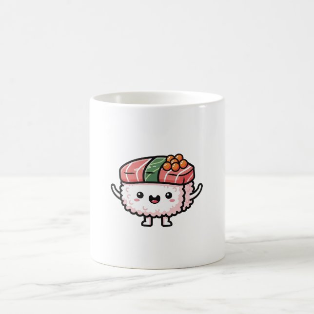 Taza De Café Happy Sushi Slice – Cute Kawaii Illustration (Centro)