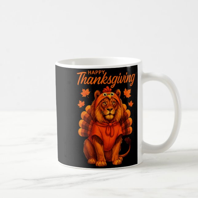 Taza De Café Happy Thanksgiving Lion Women Boys Girls Kids Outf (Derecha)