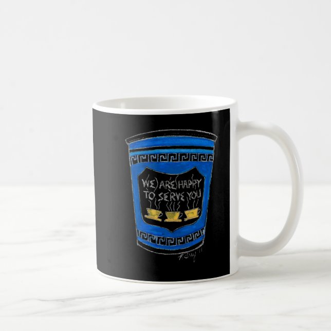Taza De Café Happy To Serve You Nyc Blue Greek Deli Coffee Cup  (Derecha)